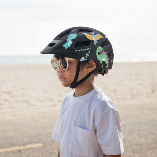 Casco da ciclismo per bambini Wozinsky con visiera rimovibile S, nero