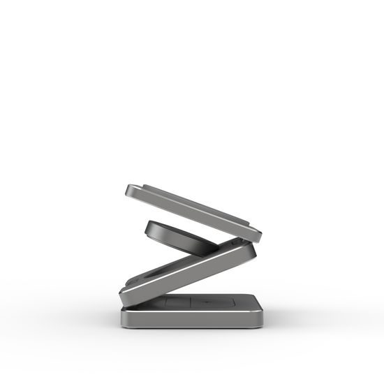 JP Ασύρματος Αναδιπλούμενος Φορτιστής Qi2 3σε1 Αλουμινίου 15W, γκρι