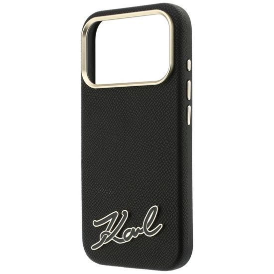 Karl Lagerfeld Grained Leather Resin Sign Logo MagSafe ümbris iPhone 17 Pro Max / 18 Pro Max – must