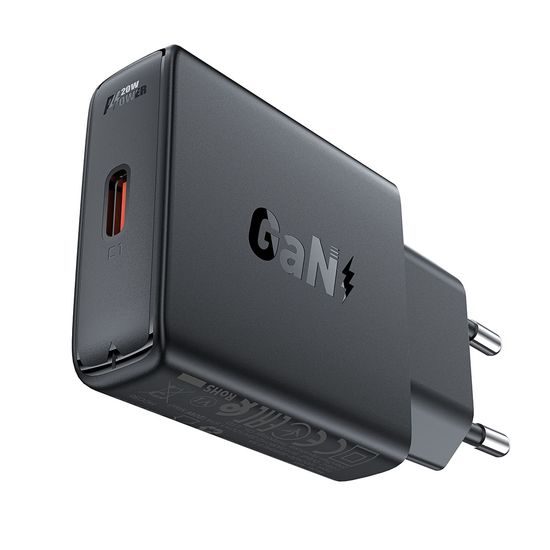 Acefast Oplader (A65) USB-C, GaN, 20W - Zwart