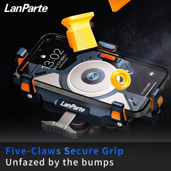 LanParte UBA-MC Motorrad Handyhalterung mit 15W kabellosem Laden - Smartphone Halterung mit Vibrationsdämpfung