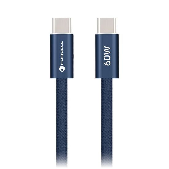Cablu Forcell F-Energy USB-C - USB-C, QC4.0, PD, 3A, 60W, 1,2 m, albastru