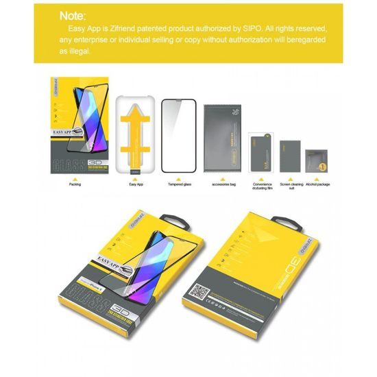 iPhone 11 Pro apsauginis stiklas – Zifriend 3D Full Cover grūdintas stiklas su montavimo rėmeliu – juoda