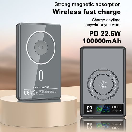 UltraThin MagSafe 15W Ασύρματο Power Bank 5000 mAh με φόρτιση Apple Watch και περιστρεφόμενη βάση 360°, μαύρο