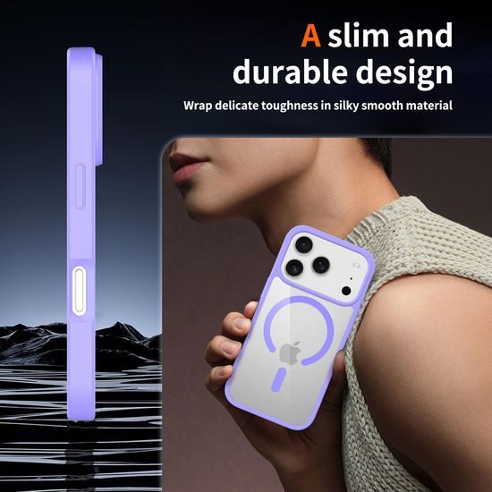 JP MagFit Clear MagSafe θήκη με μαγνήτη N52, iPhone 17 Pro, μωβ