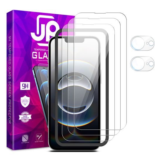 JP Mega Pack Προστατευτικών Γυαλιών, 3 γυαλιά για τηλέφωνο με εφαρμογέα + 2 γυαλιά για φακό, iPhone 16e