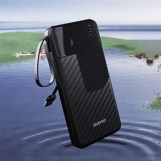 Dudao K11 Pro power bank с вградени кабели, 20000mAh, черна