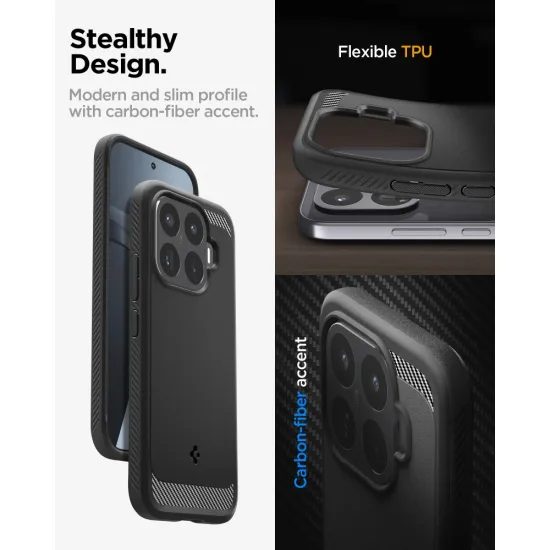 Xiaomi 17T ümbris – Spigen Rugged Armor – must