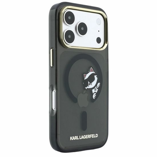 Karl Lagerfeld IML Peekaboo Print Case für iPhone 17 Pro / 18 Pro - MagSafe kompatibel mit Metallrahmen - Schwarz