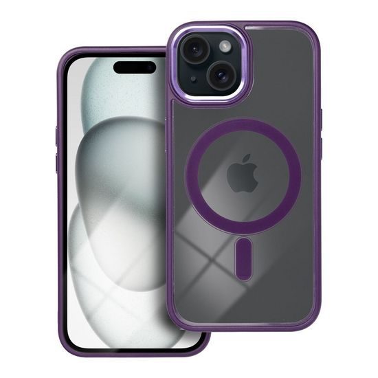 iPhone 15 Hoesje - Color Edge Mag Cover - MagSafe geschikt - Transparant met Gekleurde Rand - Paars
