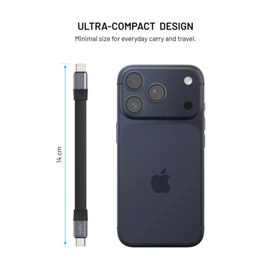 FIXED Clip Cable USB-C - USB-C adatkábel karabinerrel, USB 3.2 Gen 2, 10Gb/s, 4K 60Hz, PD 240W, fekete