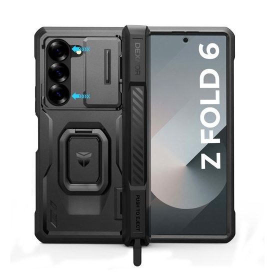 Dexnor 360 Kickstand táborvédő borító Samsung Galaxy Z Fold 6, fekete