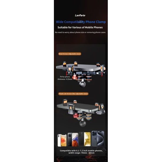 LanParte UBA-MC Motorrad Handyhalterung mit 15W kabellosem Laden - Smartphone Halterung mit Vibrationsdämpfung
