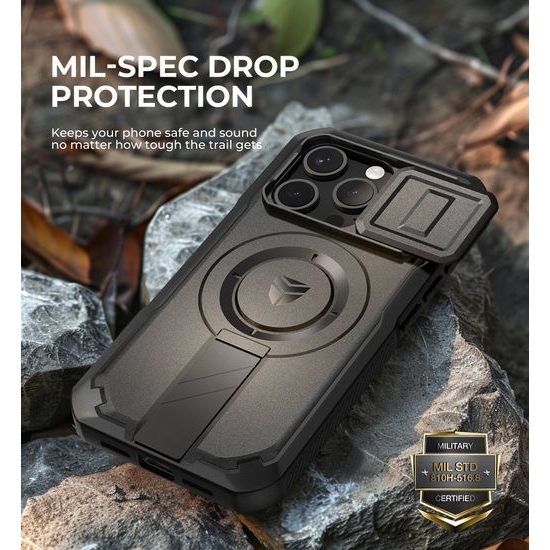 Dexnor Privacy MagSafe Kickstand Camprotector tok iPhone 15 Pro, fekete