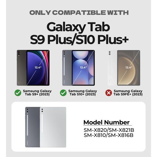 Dexnor 360 Περιστρεφόμενη θήκη, Samsung Galaxy Tab S10 Plus / S9 Plus, μαύρη