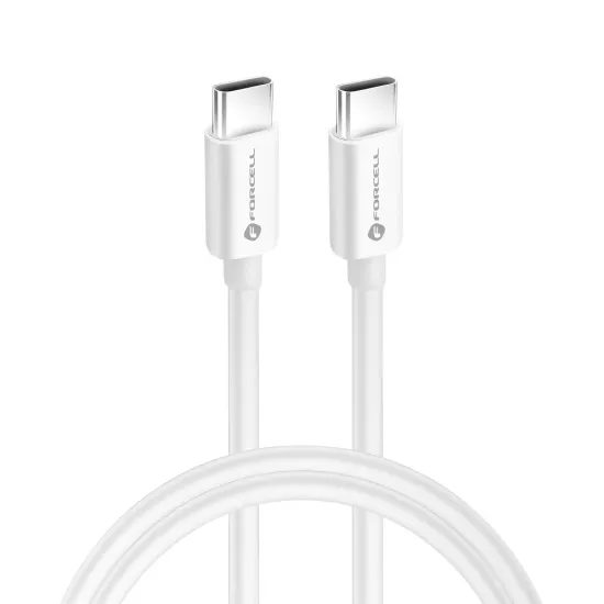 Forcell USB-C-USB-C kábel, QC4.0, 5A/20V, PD100W, C339, 1 m, fehér