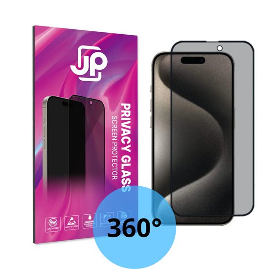 JP 4-Way Privacy 360° Sticlă securizată, iPhone 18 Pro Max, negru