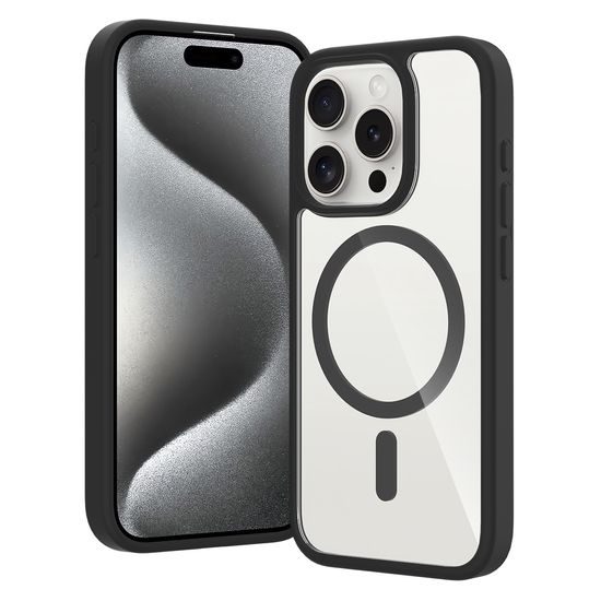 JP MagFit Clear MagSafe obal s N52 magnetom, iPhone 15 Pro, čierny