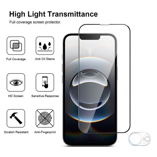 JP Πλήρες Πακέτο Προστατευτικών Γυαλιών, 2x 3D γυαλί με εφαρμογέα + 2x γυαλί για φακό, iPhone 16e