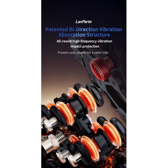 LanParte UBA-MC Motorrad Handyhalterung mit 15W kabellosem Laden - Smartphone Halterung mit Vibrationsdämpfung