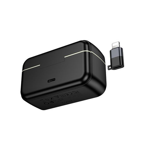 Hoco L22 juhtmevaba mikrofon 2-in-1 Lightning / USB-C – must