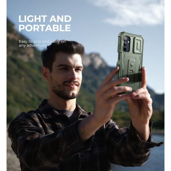 Dexnor 360 Kickstand táborvédő borító Samsung Galaxy A15, zöld