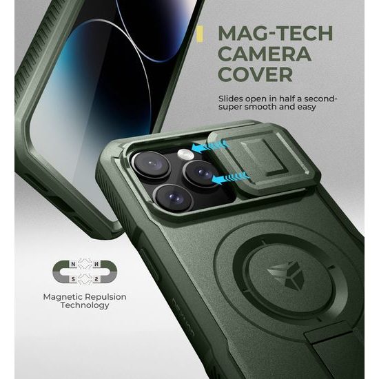 Dexnor MagSafe 360 Kickstand Camprotector obal iPhone 14 Pro Max, zelený