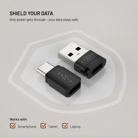 Alumínium adatblokkoló FIXED 2az1-ben, USB-C/C és USB-C/A, fekete