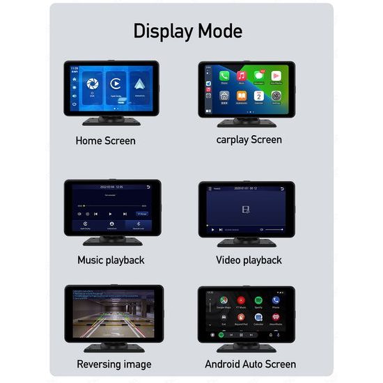 7" CarPlay zaslon za auto s bežičnim CarPlay i Android Auto, 2K autokamerom i stražnjom kamerom