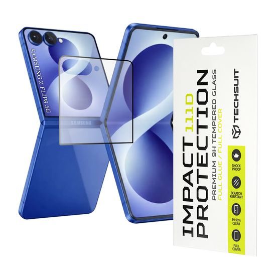Samsung Galaxy Z Flip 8 kaitseklaas – Techsuit 111D karastatud klaas – must