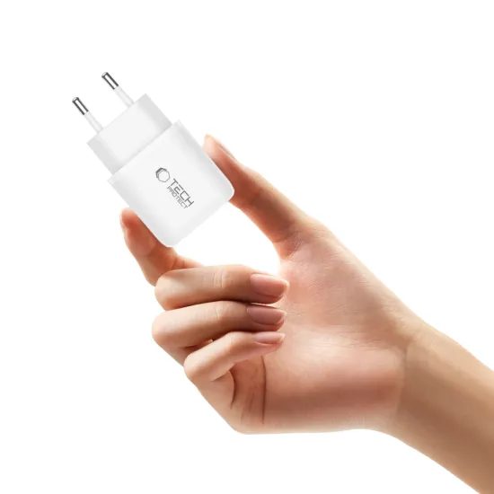 Tech-Protect NCA45W-GAN φορτιστής δικτύου 2 θυρών PD45W / QC 3.0 + καλώδιο lightning, λευκό