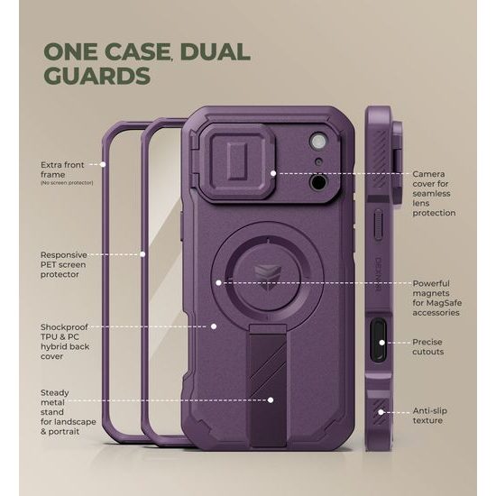 Dexnor MagSafe Case für iPhone 17 Pro Max / 18 Pro Max - 360° Kickstand mit Kameraschutz - Lila