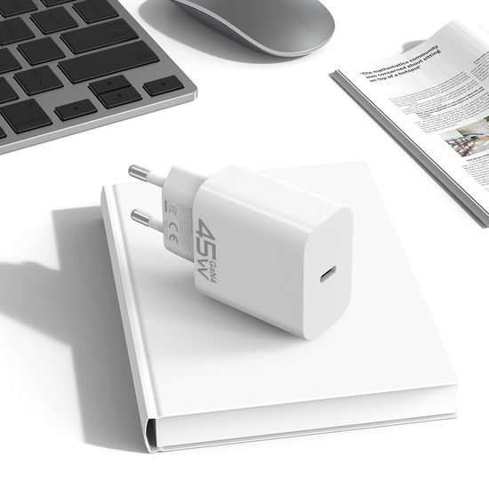 Blavec punjač BC-7, GaN4, PD QC 45W 3A, USB-C, bijeli