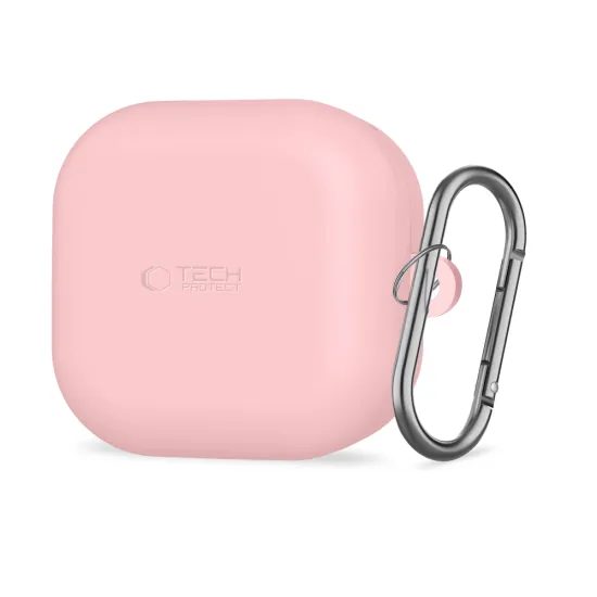 Tech-Protect Silikon Schutzhülle für Samsung Galaxy Buds 4 / 4 Pro - Kabelloses Laden - Mit Karabiner - Rosa
