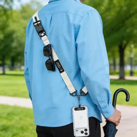 Tech-Protect C9S Crossbody telefontartó nyakpánt, világos bézs