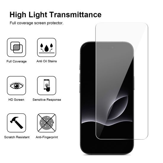 JP Long Pack zaščitnih kaljenih stekel, 3 stekla za telefon z aplikatorjem, iPhone 17 Pro