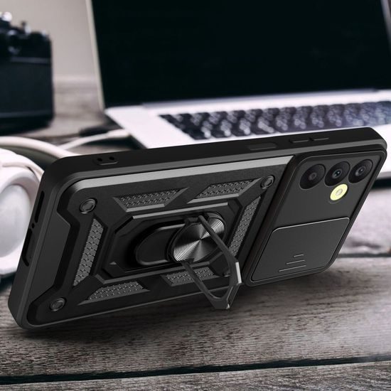 Samsung Galaxy A35 5G Hoesje - Tech-Protect CamShield Pro - met Camera Slider & 360° Ring Standaard - Zwart