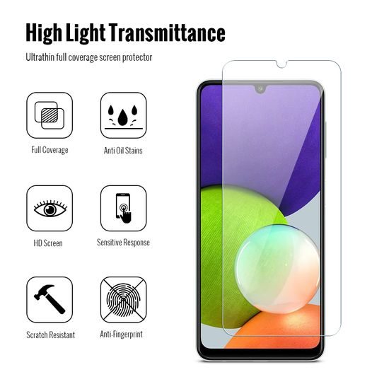 Σετ 2 προστατευτικών γυαλιών και 2 καλυμμάτων φακού, Samsung Galaxy A22 4G