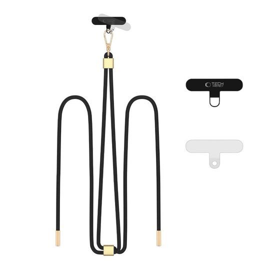 Tech-Protect C2S CrossBody λουρί, μαύρο / χρυσό