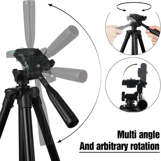 Verstelbaar Aluminium Statief 150 cm voor Camera en Mobiel (1/4" schroefdraad), Tripod