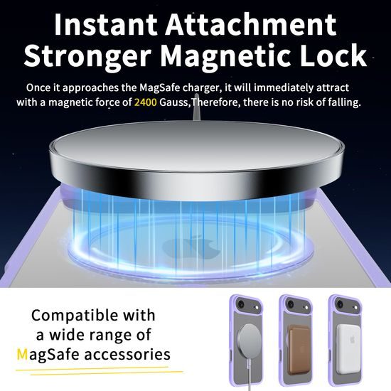 JP MagFit Clear MagSafe θήκη με μαγνήτη N52, iPhone Air, μωβ