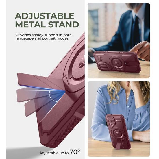 Dexnor MagSafe 360 Στήριγμα Προστατευτική Θήκη Samsung Galaxy S25, Βουργουνδί