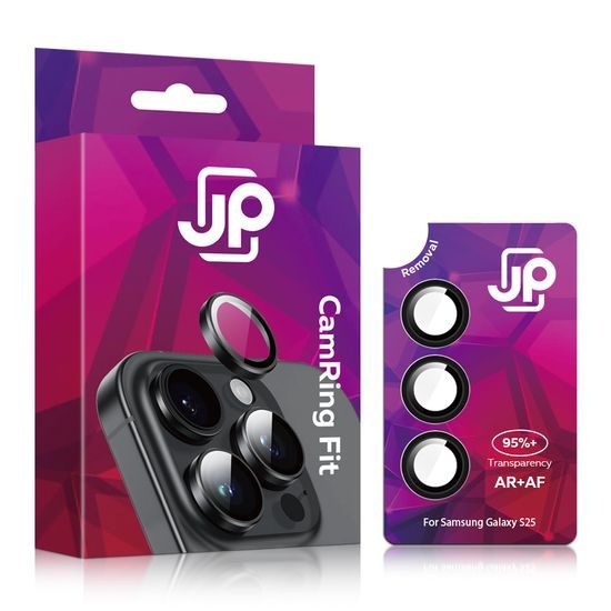 JP Camring Fit, προστατευτικό τζαμάκι για φακό κάμερας, Samsung Galaxy S25, μαύρο