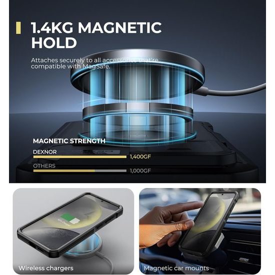 Dexnor MagSafe 360 Kickstand Camprotector калъф Samsung Galaxy S25 Plus, черен