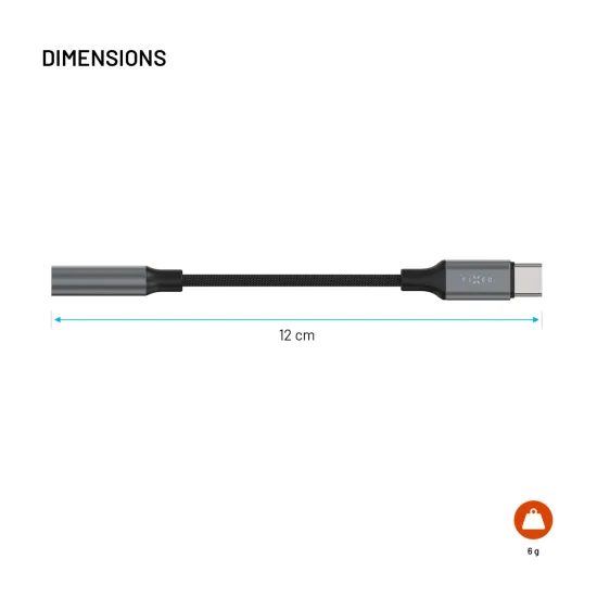 Alumínium adapter FIXED Link USB-C-ről 3,5 mm jack-re, űrszürke