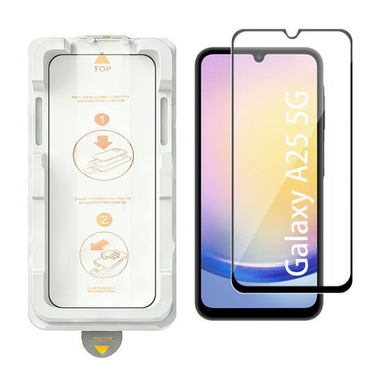 Wency Magic Box 5D Σκληρυμένο Γυαλί με Εύκολη Εφαρμογή, Samsung Galaxy A25, Μαύρο