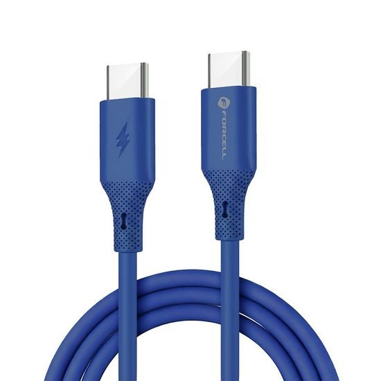 Cablu Forcell F-Energy USB-C - USB-C, QC4.0, PD, 3A, 60W, 1 m, albastru
