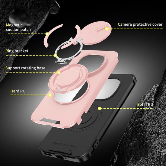 Camslide Stand Schutzhülle für Xiaomi Redmi Note 15 Pro 5G - Mit Kamera-Schieber und Metallständer - Rosa