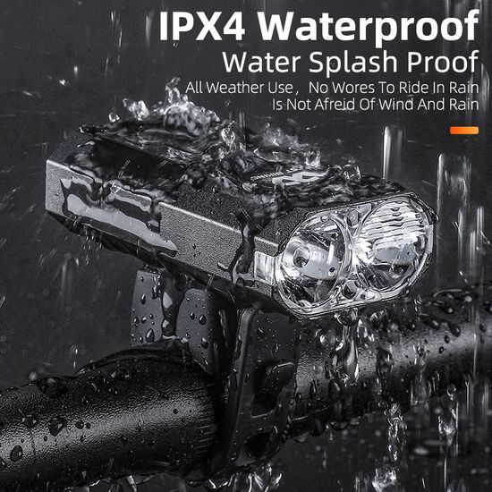 West Biking LED Fahrradlicht für Lenker - Wiederaufladbar Wasserdicht 400 Lumen USB - Schwarz