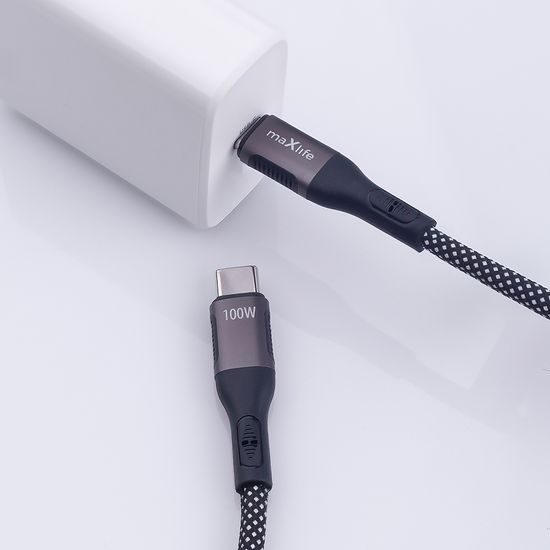 Maxlife magnetický kabel MXUC-11 USB-C - USB-C 1,0 m 100W, černý